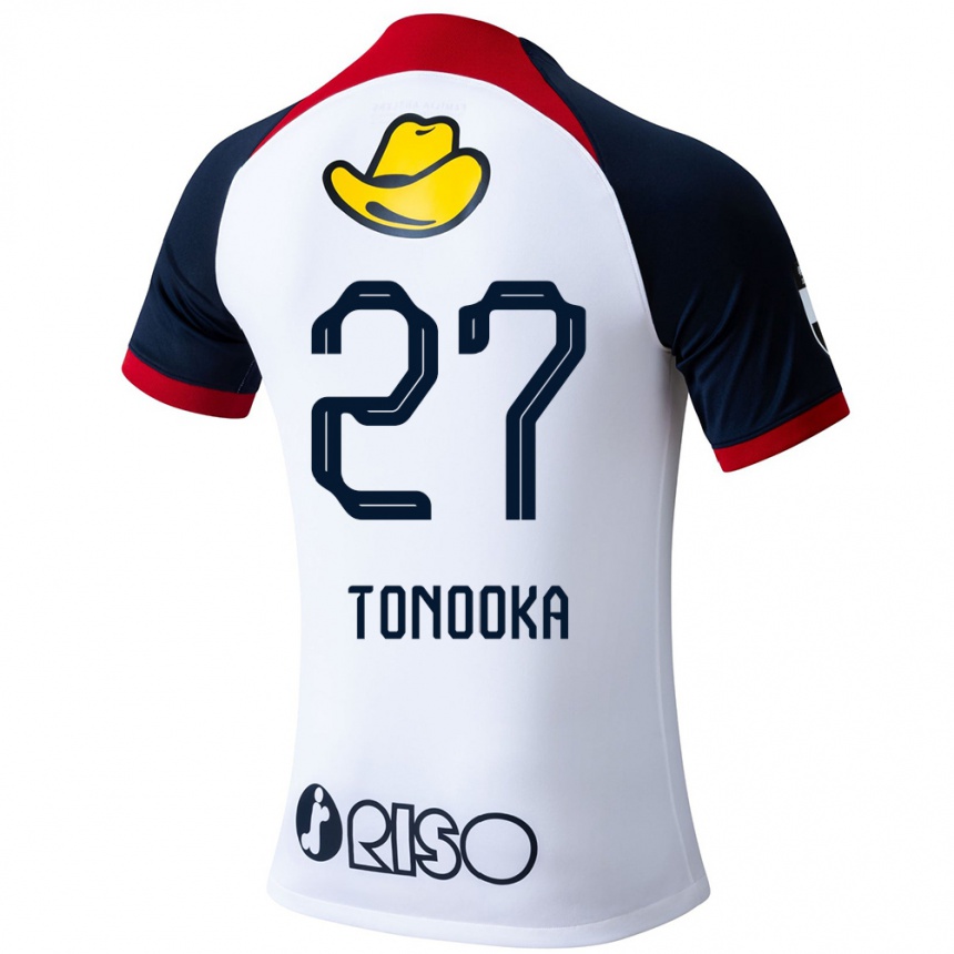 Niño Fútbol Camiseta Ryota Tonooka #27 Blanco Azul Rojo 2ª Equipación 2024/25 Perú