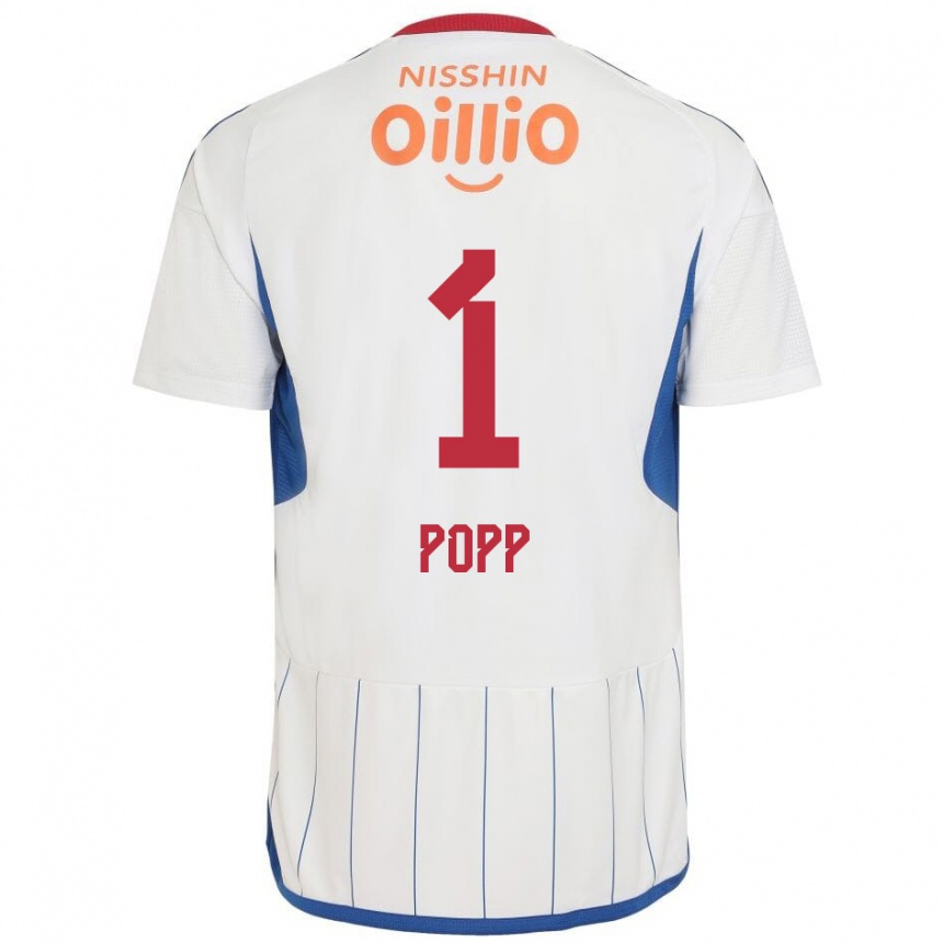 Niño Fútbol Camiseta William Popp #1 Blanco Azul Rojo 2ª Equipación 2024/25 Perú