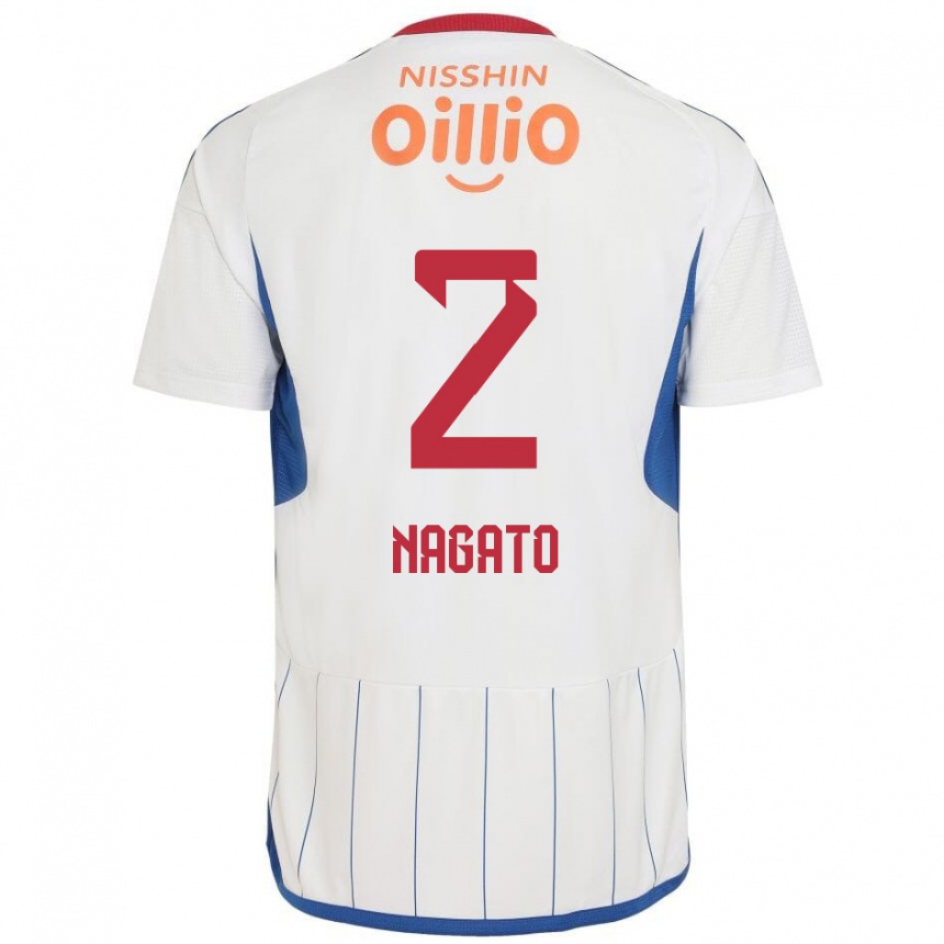 Niño Fútbol Camiseta Katsuya Nagato #2 Blanco Azul Rojo 2ª Equipación 2024/25 Perú