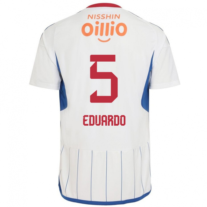 Niño Fútbol Camiseta Eduardo #5 Blanco Azul Rojo 2ª Equipación 2024/25 Perú