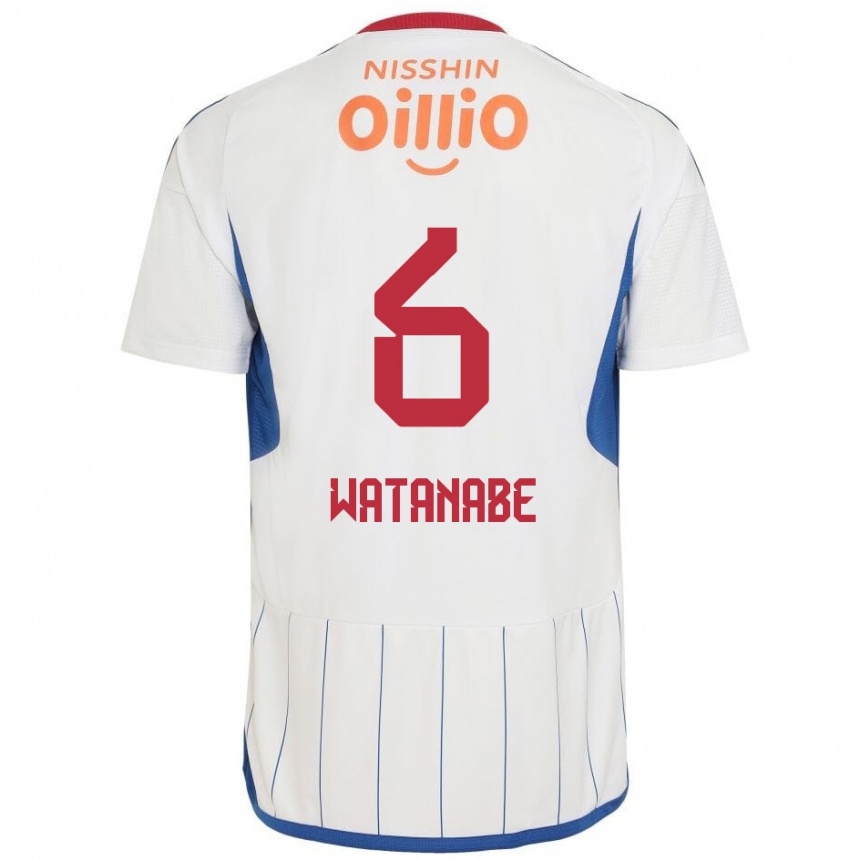 Niño Fútbol Camiseta Kota Watanabe #6 Blanco Azul Rojo 2ª Equipación 2024/25 Perú