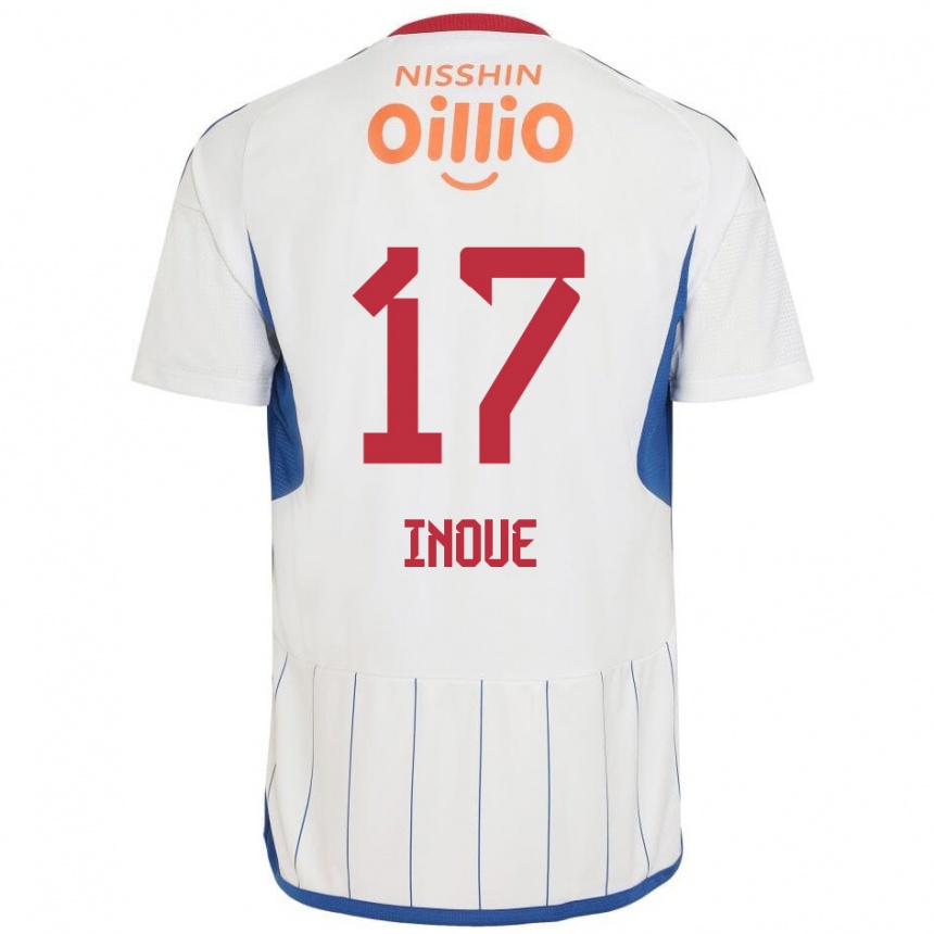 Niño Fútbol Camiseta Kenta Inoue #17 Blanco Azul Rojo 2ª Equipación 2024/25 Perú