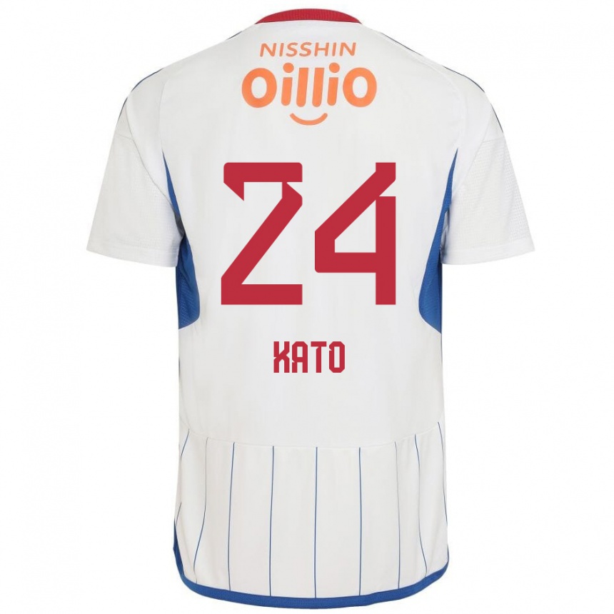 Niño Fútbol Camiseta Hijiri Kato #24 Blanco Azul Rojo 2ª Equipación 2024/25 Perú