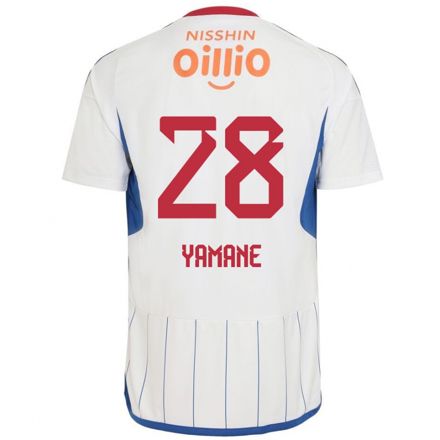 Niño Fútbol Camiseta Riku Yamane #28 Blanco Azul Rojo 2ª Equipación 2024/25 Perú