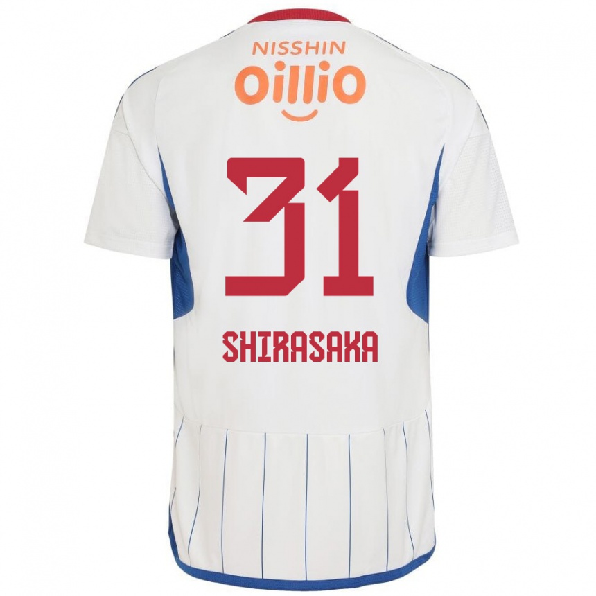 Niño Fútbol Camiseta Fuma Shirasaka #31 Blanco Azul Rojo 2ª Equipación 2024/25 Perú