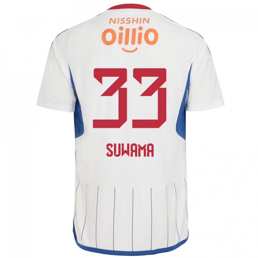 Niño Fútbol Camiseta Kosei Suwama #33 Blanco Azul Rojo 2ª Equipación 2024/25 Perú