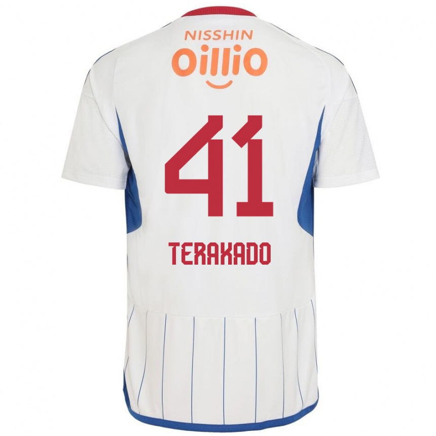 Niño Fútbol Camiseta Riku Terakado #41 Blanco Azul Rojo 2ª Equipación 2024/25 Perú