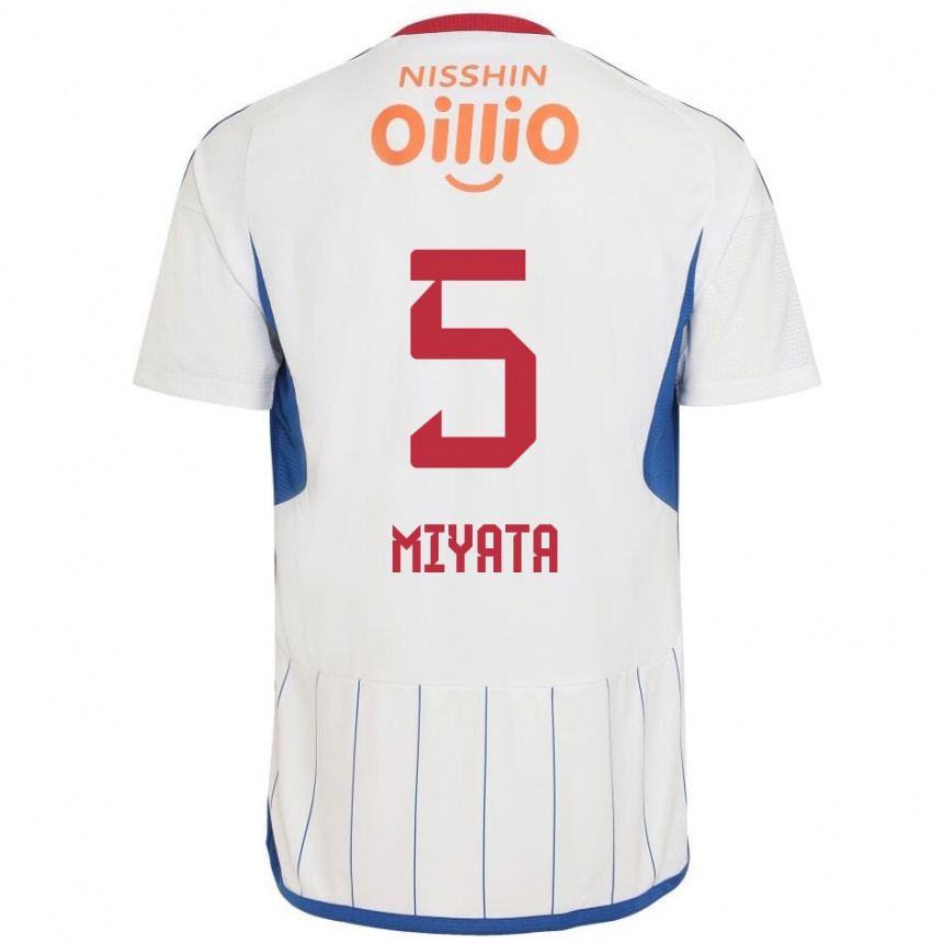 Niño Fútbol Camiseta Haru Miyata #5 Blanco Azul Rojo 2ª Equipación 2024/25 Perú