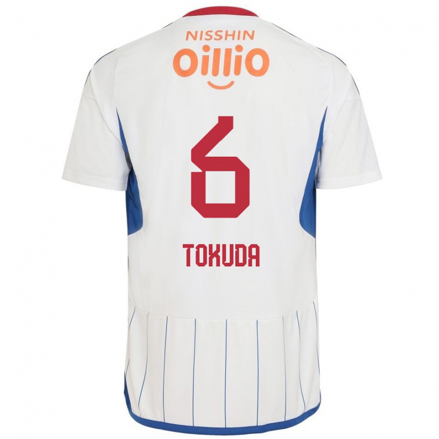 Niño Fútbol Camiseta Yuma Tokuda #6 Blanco Azul Rojo 2ª Equipación 2024/25 Perú