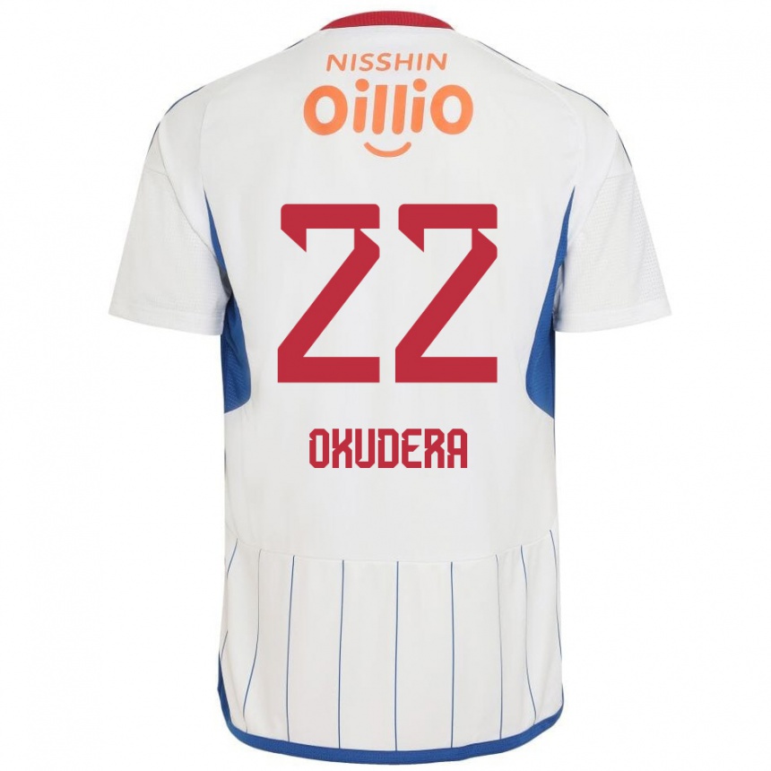 Niño Fútbol Camiseta Minato Okudera #22 Blanco Azul Rojo 2ª Equipación 2024/25 Perú