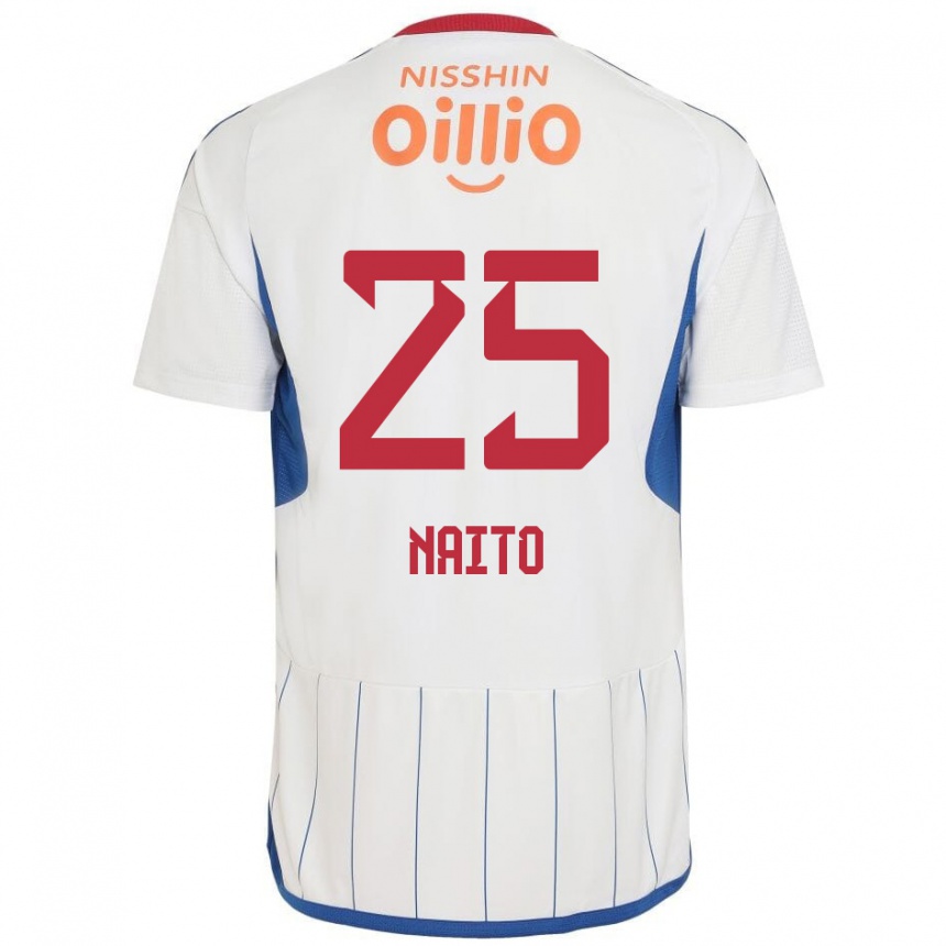 Niño Fútbol Camiseta Kiyomu Naito #25 Blanco Azul Rojo 2ª Equipación 2024/25 Perú