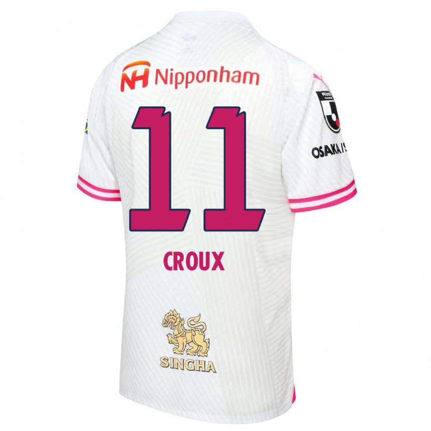 Niño Fútbol Camiseta Jordy Croux #11 Blanco Rosa 2ª Equipación 2024/25 Perú