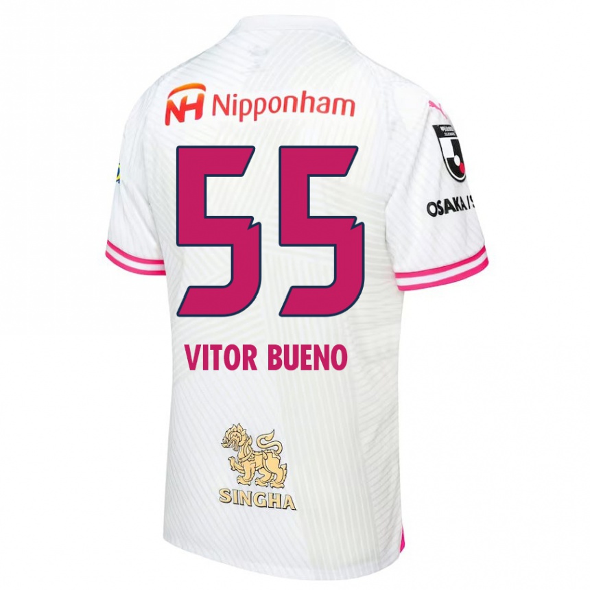 Niño Fútbol Camiseta Vitor Bueno #55 Blanco Rosa 2ª Equipación 2024/25 Perú