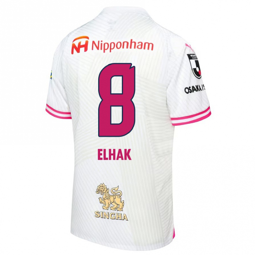 Niño Fútbol Camiseta Akuro Elhak #8 Blanco Rosa 2ª Equipación 2024/25 Perú