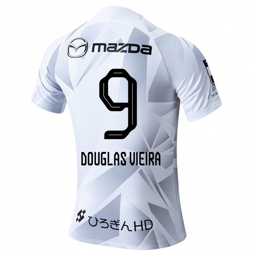 Niño Fútbol Camiseta Douglas Vieira #9 Blanco Gris Negro 2ª Equipación 2024/25 Perú