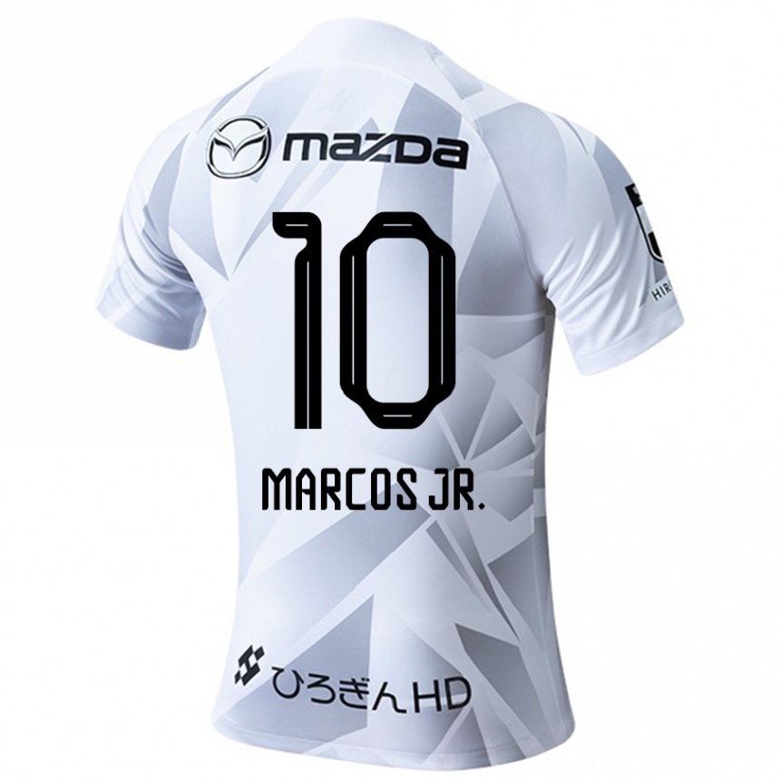 Niño Fútbol Camiseta Marcos Júnior #10 Blanco Gris Negro 2ª Equipación 2024/25 Perú