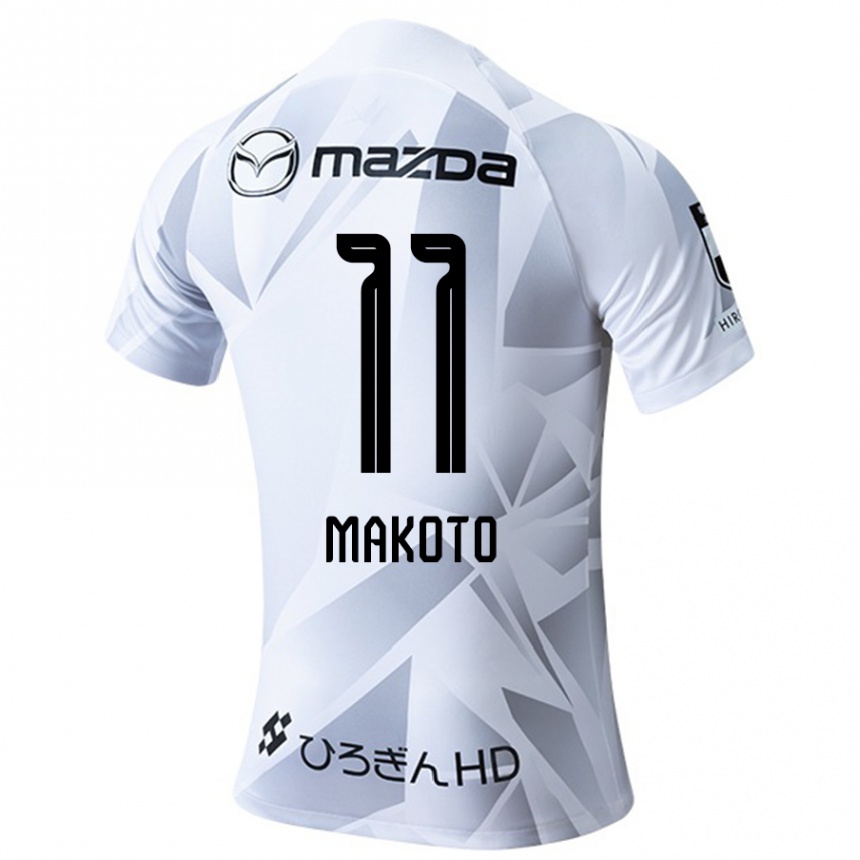 Niño Fútbol Camiseta Makoto Mitsuta #11 Blanco Gris Negro 2ª Equipación 2024/25 Perú