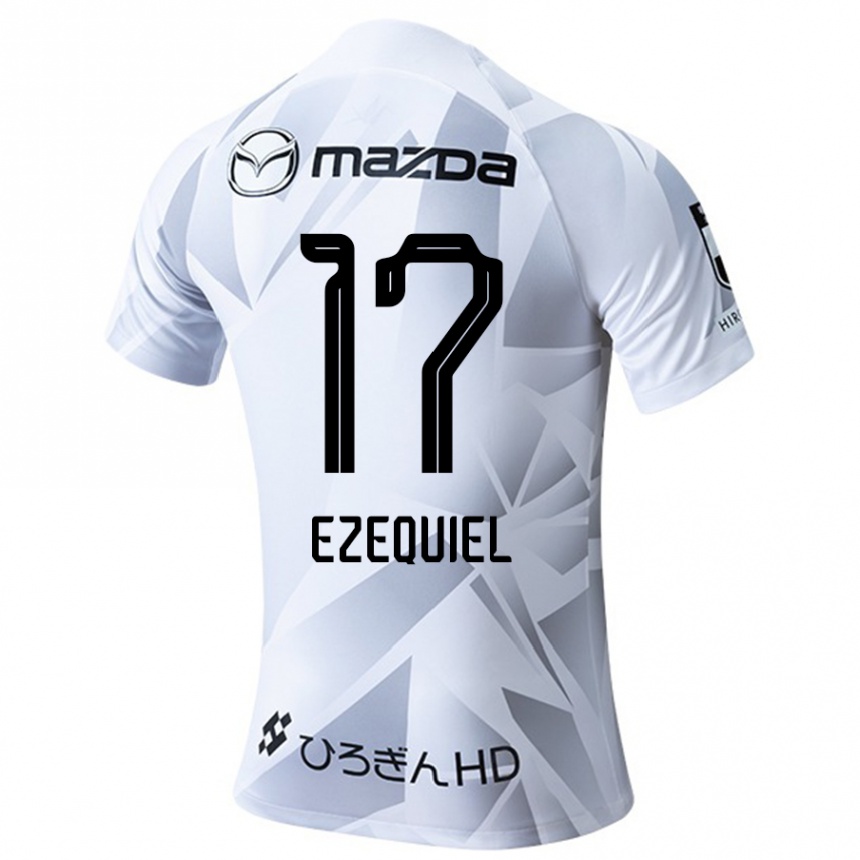 Niño Fútbol Camiseta Ezequiel #17 Blanco Gris Negro 2ª Equipación 2024/25 Perú