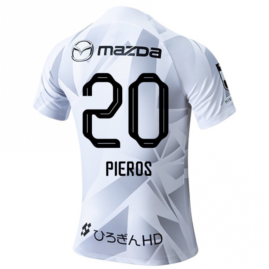 Niño Fútbol Camiseta Pieros Sotiriou #20 Blanco Gris Negro 2ª Equipación 2024/25 Perú