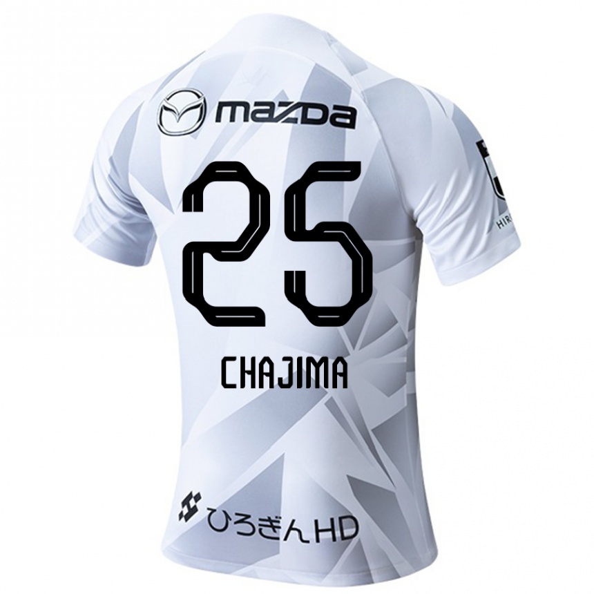 Niño Fútbol Camiseta Yusuke Chajima #25 Blanco Gris Negro 2ª Equipación 2024/25 Perú