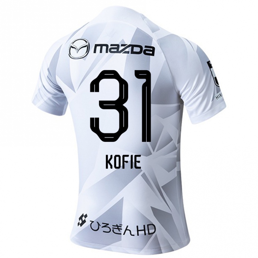 Niño Fútbol Camiseta Shota Kofie #31 Blanco Gris Negro 2ª Equipación 2024/25 Perú