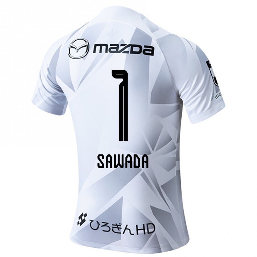 Niño Fútbol Camiseta Shunsuke Sawada #1 Blanco Gris Negro 2ª Equipación 2024/25 Perú