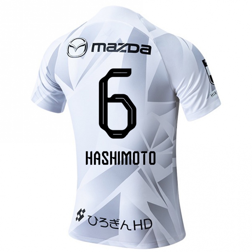 Niño Fútbol Camiseta Hinata Hashimoto #6 Blanco Gris Negro 2ª Equipación 2024/25 Perú