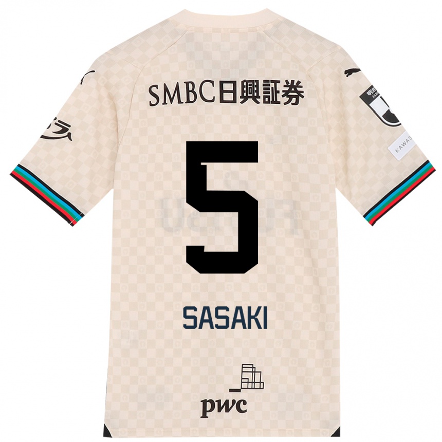 Niño Fútbol Camiseta Asahi Sasaki #5 Blanco Gris 2ª Equipación 2024/25 Perú