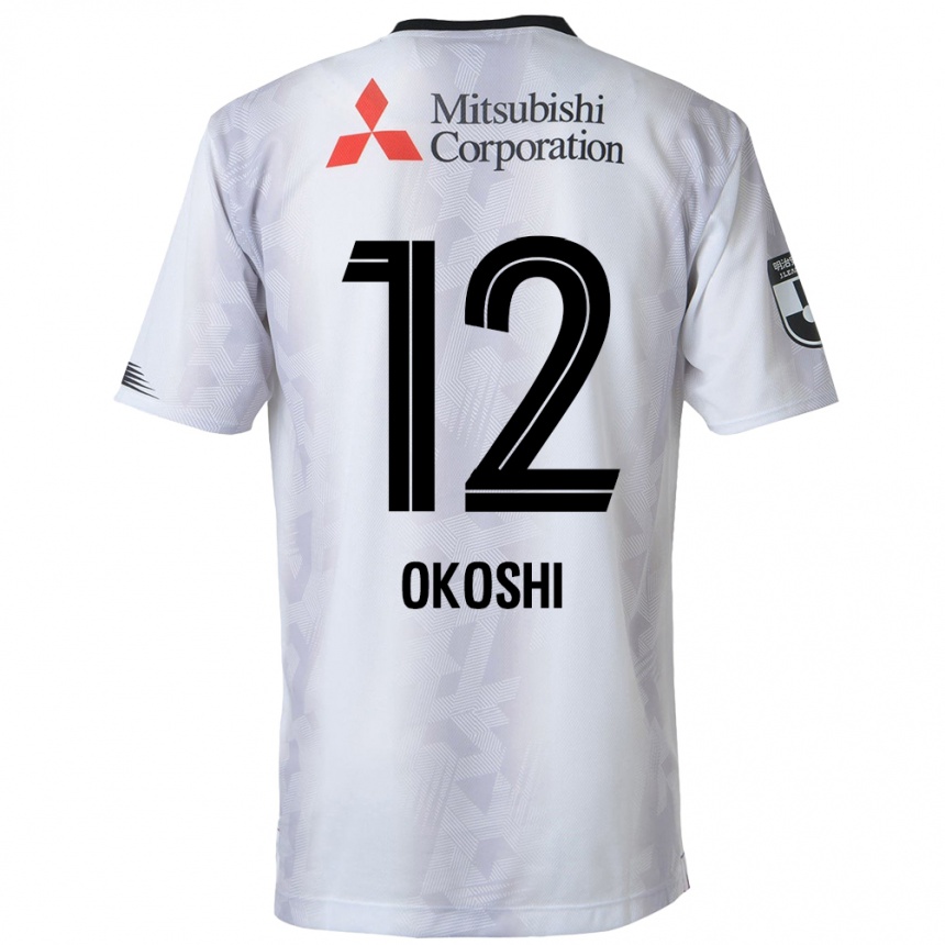 Niño Fútbol Camiseta Yutaha Okoshi #12 Blanco Negro 2ª Equipación 2024/25 Perú