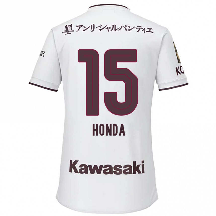 Niño Fútbol Camiseta Yuki Honda #15 Blanco Rojo 2ª Equipación 2024/25 Perú