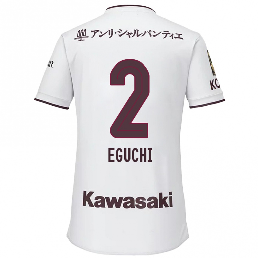 Niño Fútbol Camiseta Takuma Eguchi #2 Blanco Rojo 2ª Equipación 2024/25 Perú