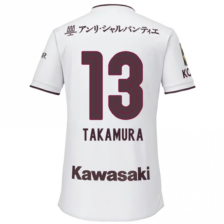 Niño Fútbol Camiseta Tokiya Takamura #13 Blanco Rojo 2ª Equipación 2024/25 Perú