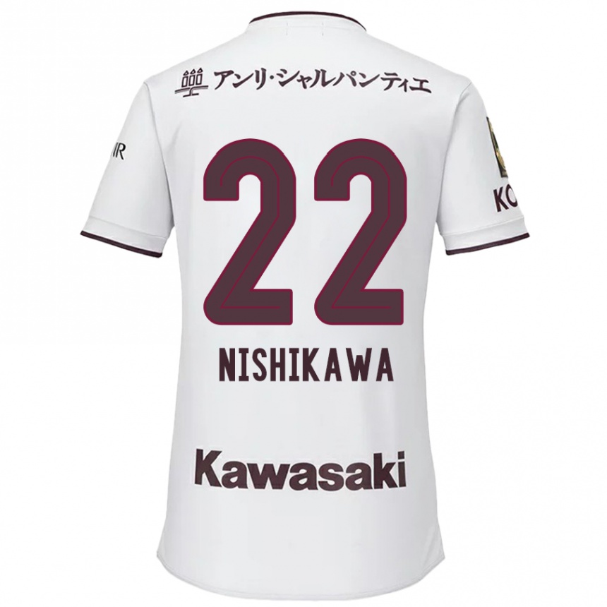 Niño Fútbol Camiseta Aiku Nishikawa #22 Blanco Rojo 2ª Equipación 2024/25 Perú