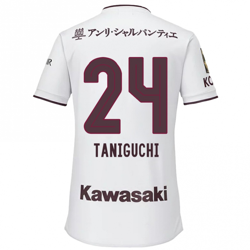 Niño Fútbol Camiseta Hiroto Taniguchi #24 Blanco Rojo 2ª Equipación 2024/25 Perú