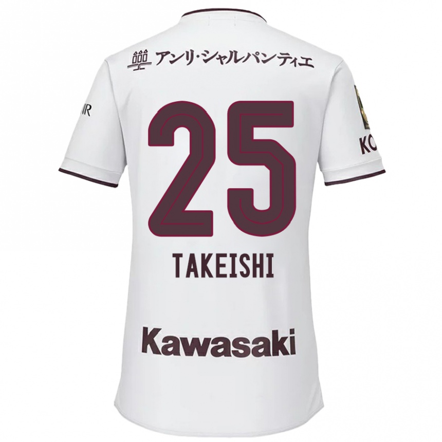 Niño Fútbol Camiseta Tsubasa Takeishi #25 Blanco Rojo 2ª Equipación 2024/25 Perú