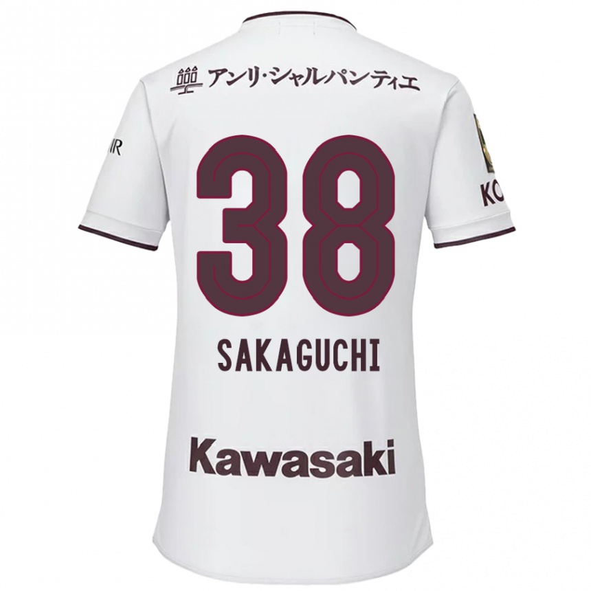 Niño Fútbol Camiseta Yuki Sakaguchi #38 Blanco Rojo 2ª Equipación 2024/25 Perú