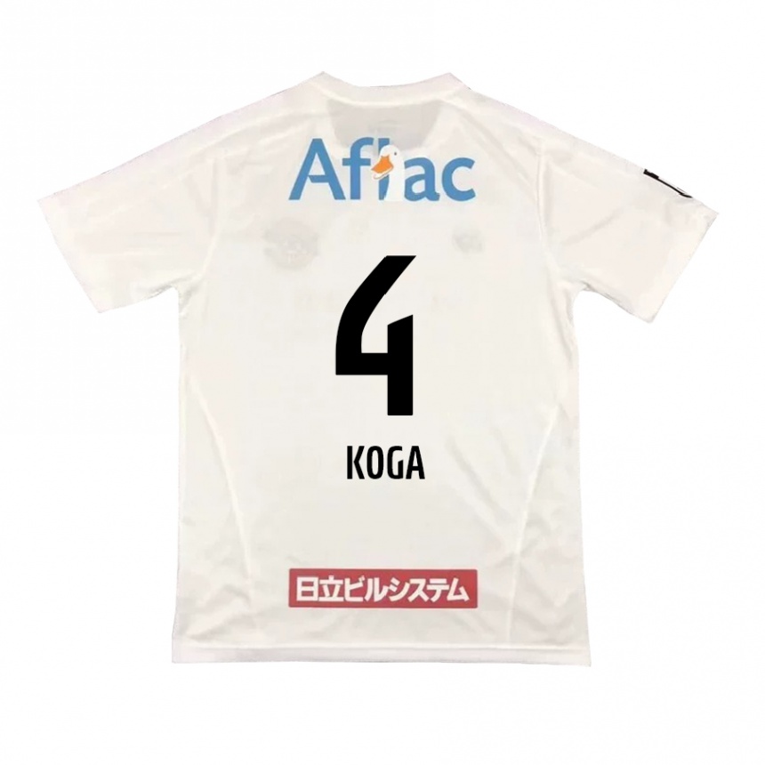 Niño Fútbol Camiseta Taiyo Koga #4 Blanco Negro 2ª Equipación 2024/25 Perú