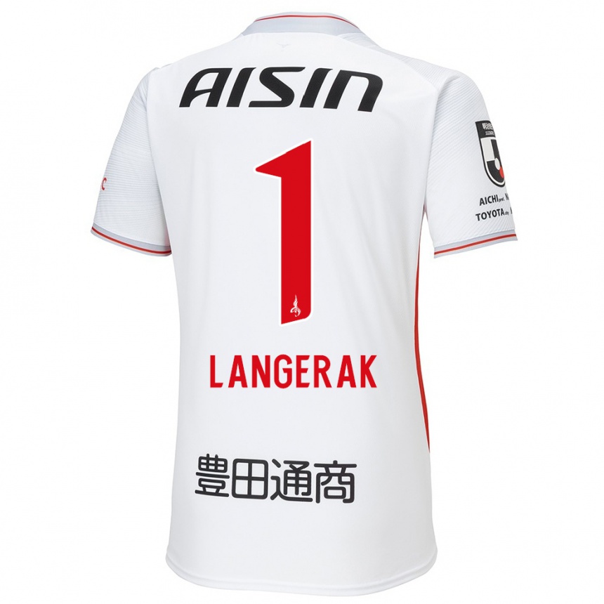 Niño Fútbol Camiseta Mitchell Langerak #1 Blanco Amarillo Rojo 2ª Equipación 2024/25 Perú