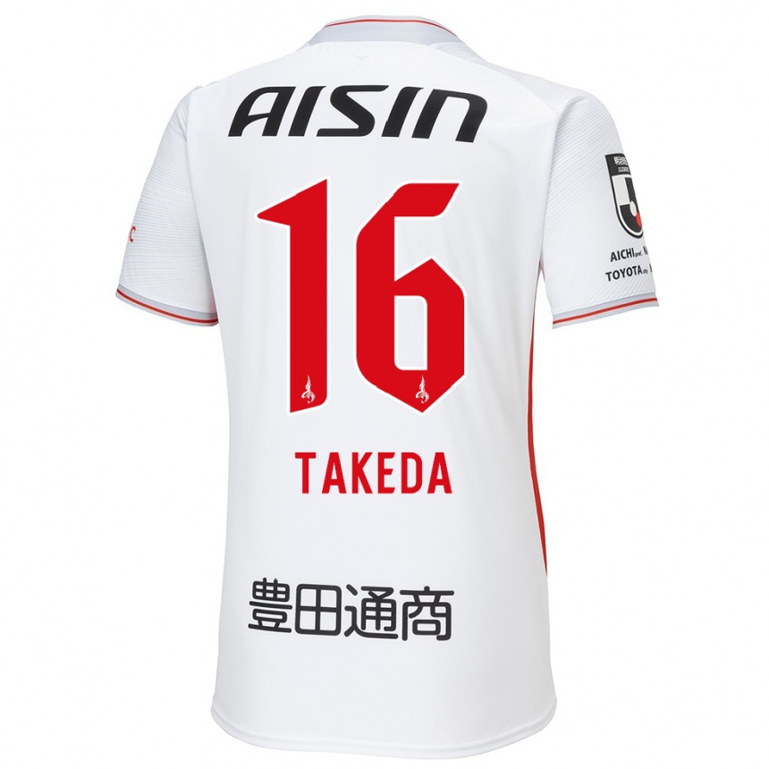 Niño Fútbol Camiseta Yohei Takeda #16 Blanco Amarillo Rojo 2ª Equipación 2024/25 Perú