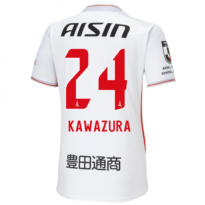 Niño Fútbol Camiseta Akinari Kawazura #24 Blanco Amarillo Rojo 2ª Equipación 2024/25 Perú