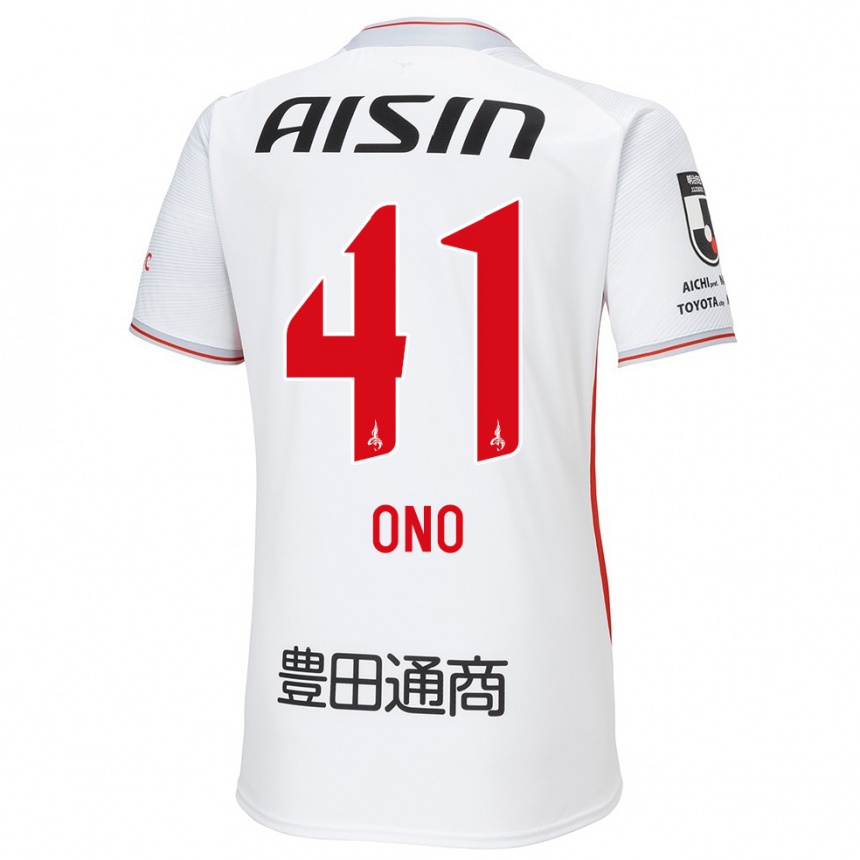 Niño Fútbol Camiseta Masahito Ono #41 Blanco Amarillo Rojo 2ª Equipación 2024/25 Perú