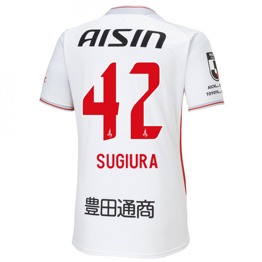 Niño Fútbol Camiseta Shungo Sugiura #42 Blanco Amarillo Rojo 2ª Equipación 2024/25 Perú