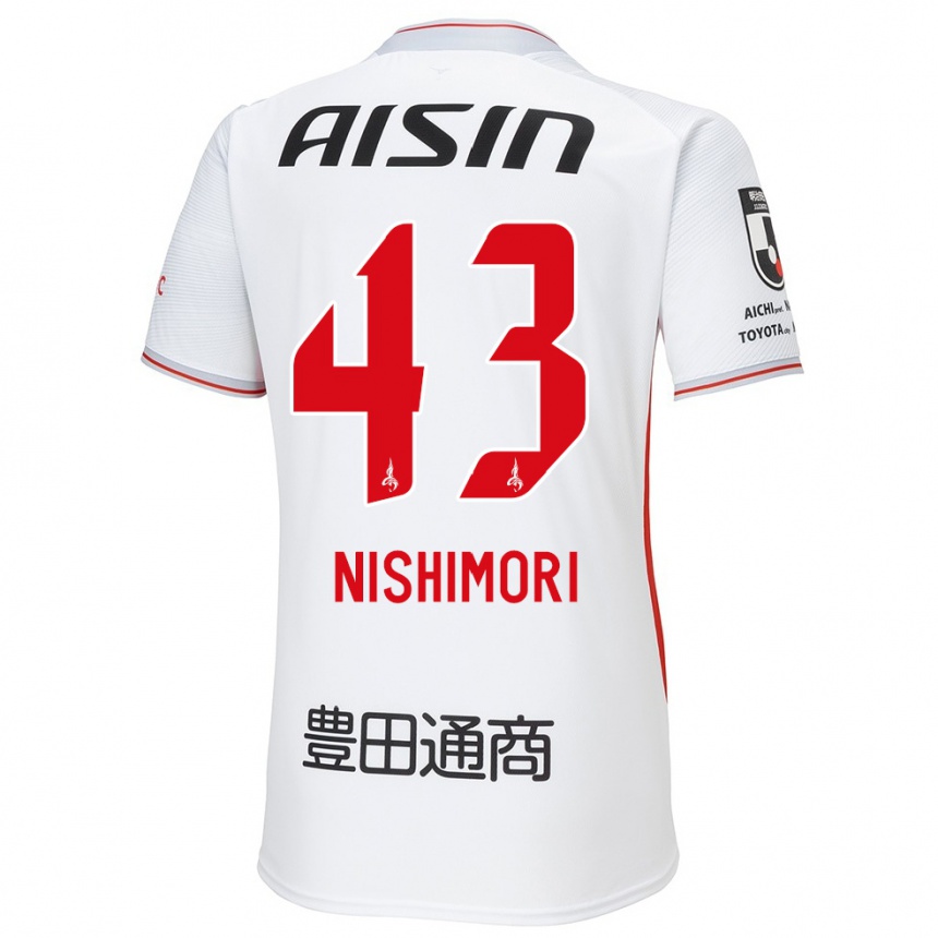 Niño Fútbol Camiseta Yuto Nishimori #43 Blanco Amarillo Rojo 2ª Equipación 2024/25 Perú