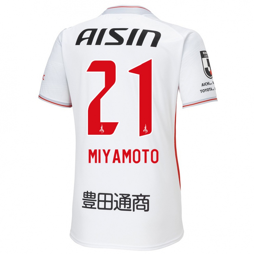 Niño Fútbol Camiseta Kodai Miyamoto #21 Blanco Amarillo Rojo 2ª Equipación 2024/25 Perú