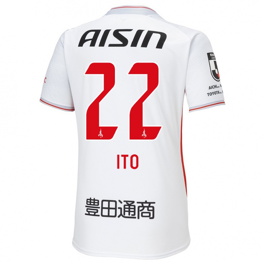 Niño Fútbol Camiseta Ken Ito #22 Blanco Amarillo Rojo 2ª Equipación 2024/25 Perú