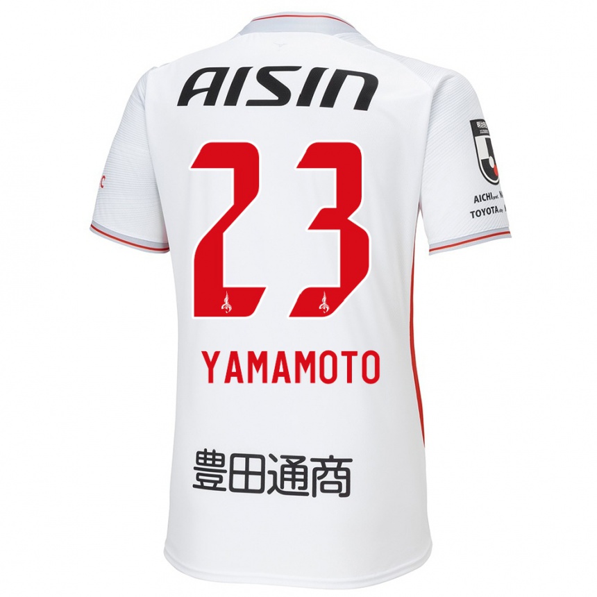 Niño Fútbol Camiseta Haruki Yamamoto #23 Blanco Amarillo Rojo 2ª Equipación 2024/25 Perú