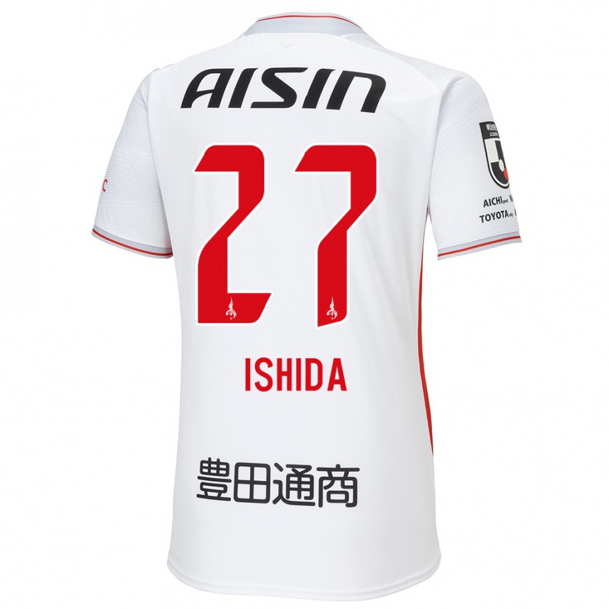 Niño Fútbol Camiseta Kakeru Ishida #27 Blanco Amarillo Rojo 2ª Equipación 2024/25 Perú