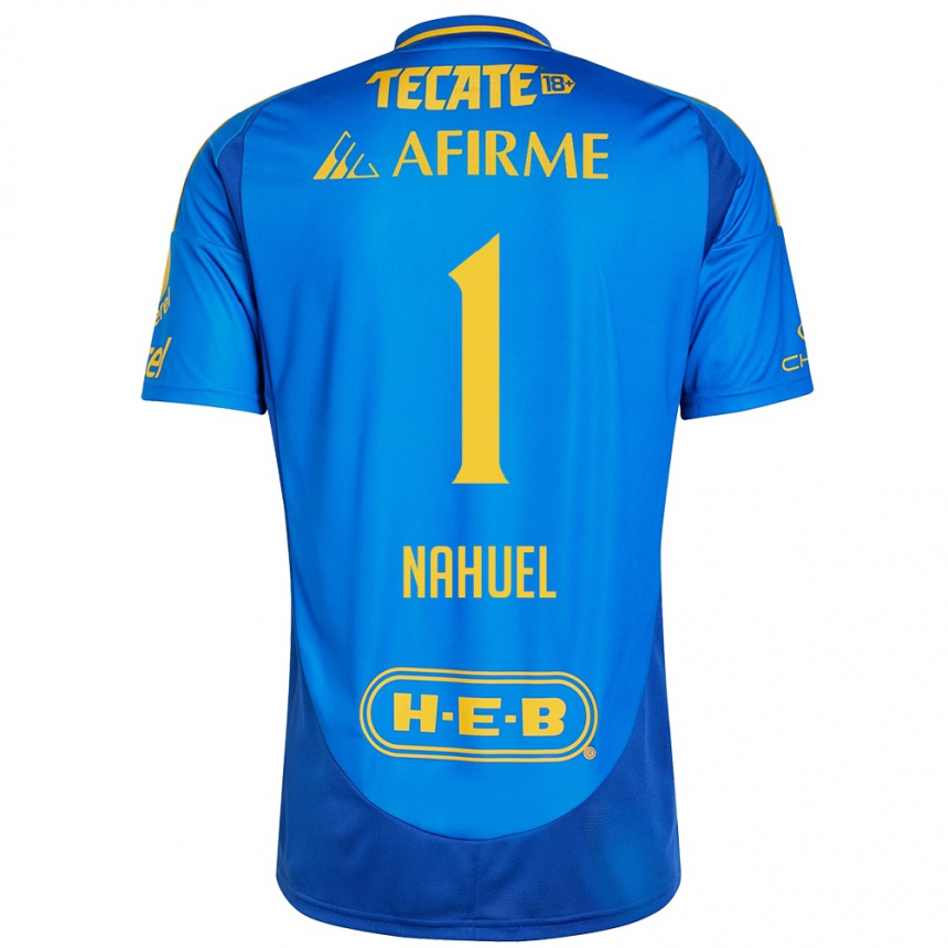 Niño Fútbol Camiseta Nahuel Guzmán #1 Azul Amarillo 2ª Equipación 2024/25 Perú