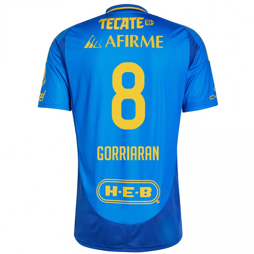 Niño Fútbol Camiseta Fernando Gorriarán #8 Azul Amarillo 2ª Equipación 2024/25 Perú