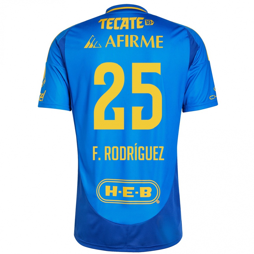 Niño Fútbol Camiseta Felipe Rodríguez #25 Azul Amarillo 2ª Equipación 2024/25 Perú